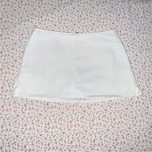 Denim Miniskirt with built in shorts and gold hardware